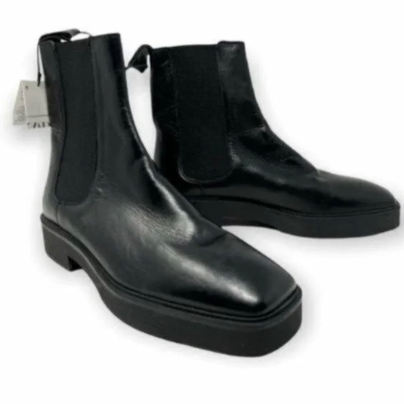 NWT Zara Low Heel Leather Ankle Boot - 41 - Picture 4 of 5